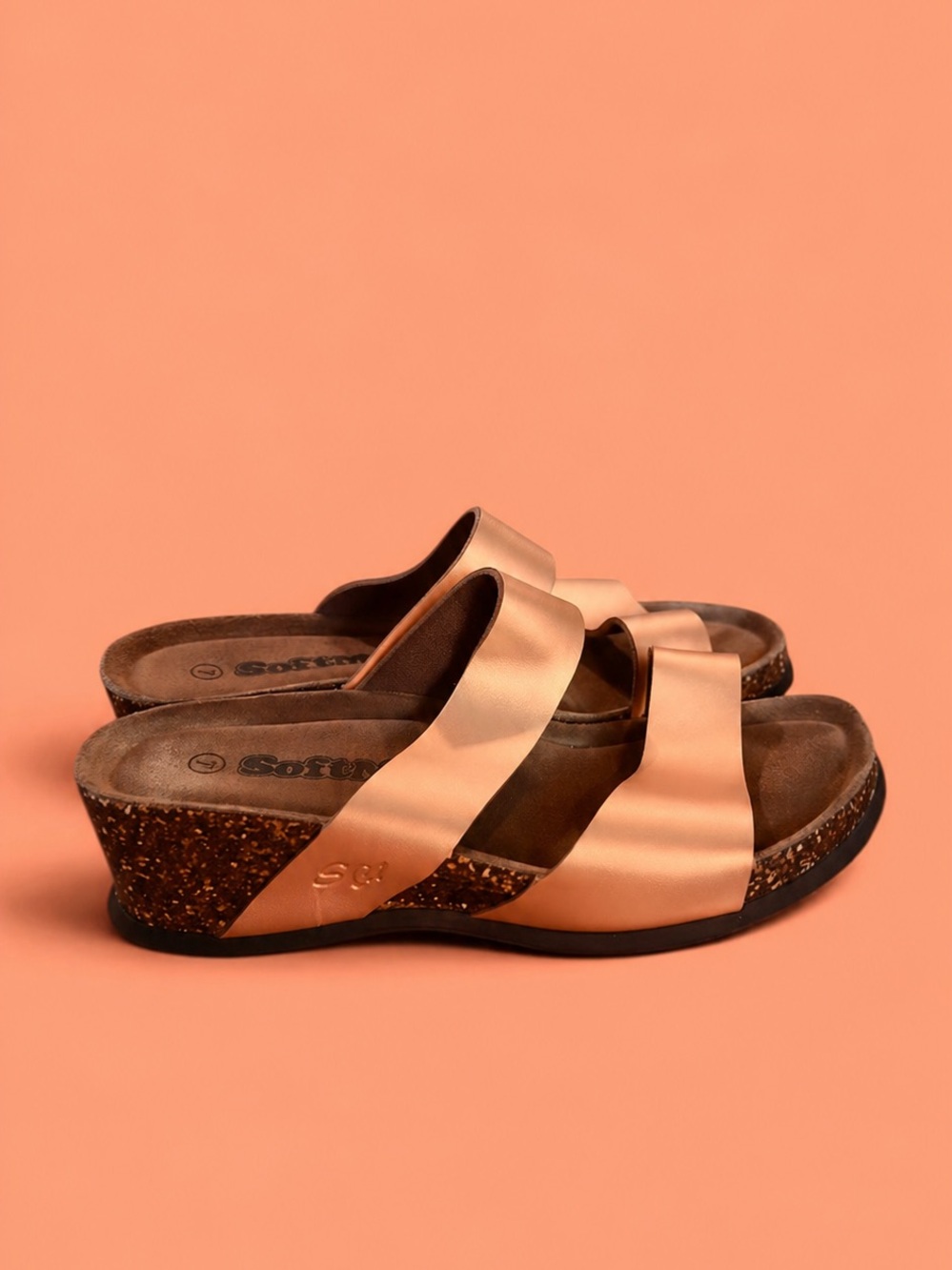 Wedge Slide Sandals in Rose Gold - Women